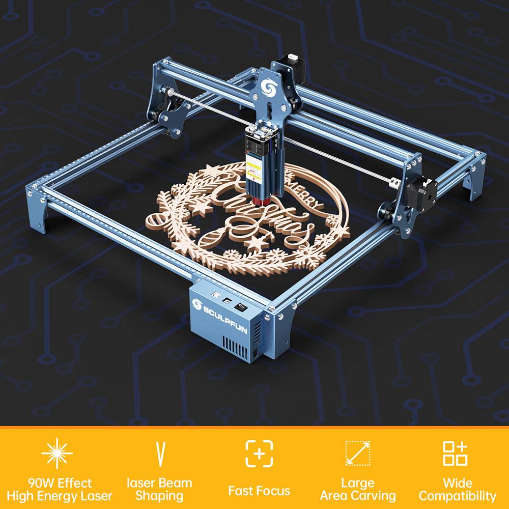 Sculpfun S9 Laser Engraver Full-Metal CNC Laser Engraving Machine 5.5W High Precision Engraving Area 410x420mm
