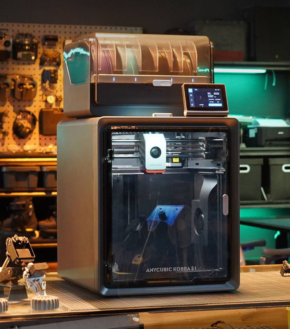 ANYCUBIC KOBRA S1 COMBO 3D Printer, Vibrant 8-Color Printing, 600mm/s Ultra-Fast Speed, Auto-leveling, 320°C Hotend, 44dB Ultra-Quiet, CoreXY Construction, 250*250*250mm