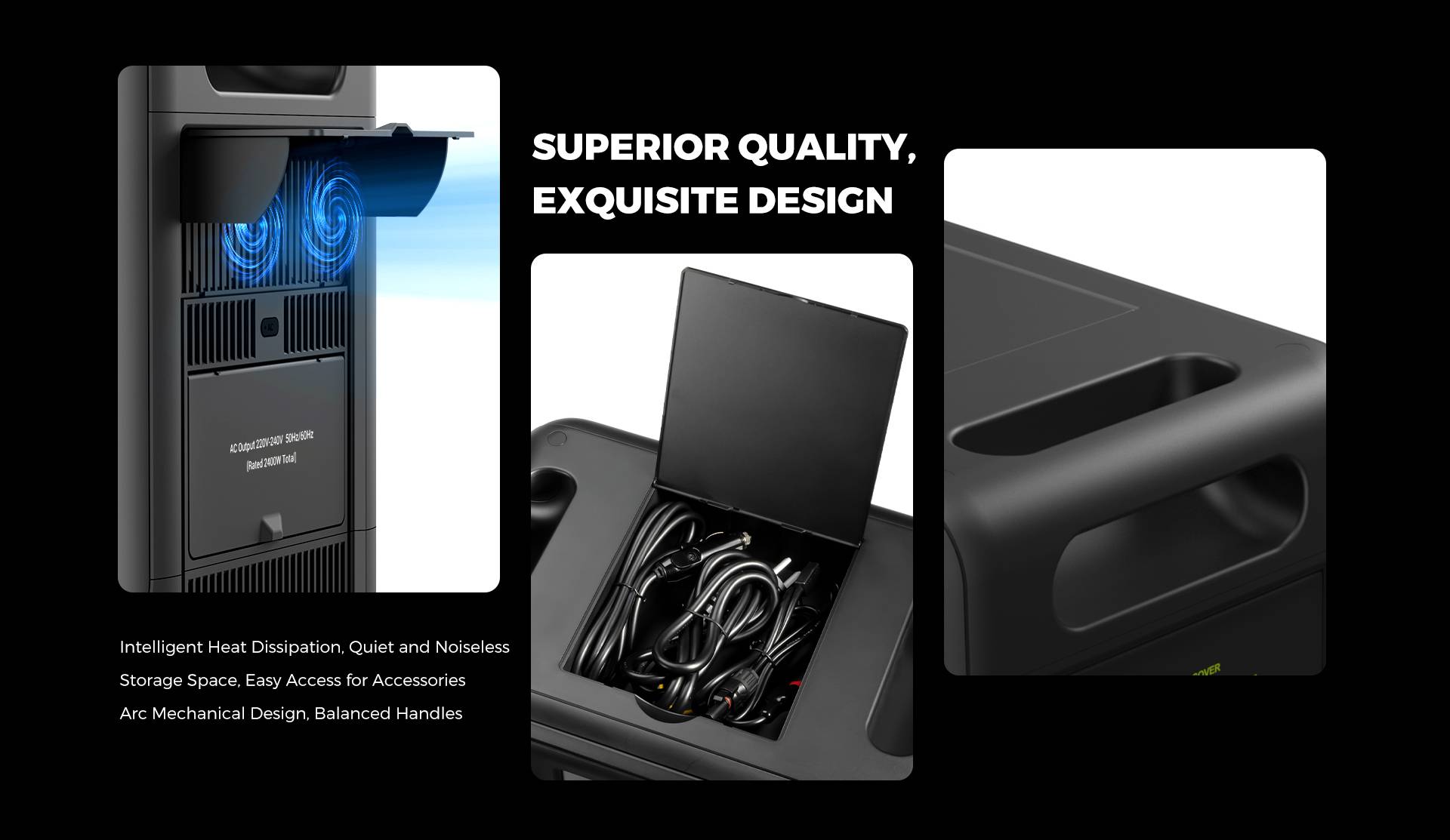 FOSSiBOT F2400 Portable Power Station, 2048Wh/640000mAh LiFePO4 Battery, 2400W(4600W Peak) Solar Generator, 3xAC RV Car USB Type-C QC3.0 PD DC5521 Pure Sine Wave Full Outlets, 1.5 Hours Fast Charging, MPPT Charge Controller BMS - Black