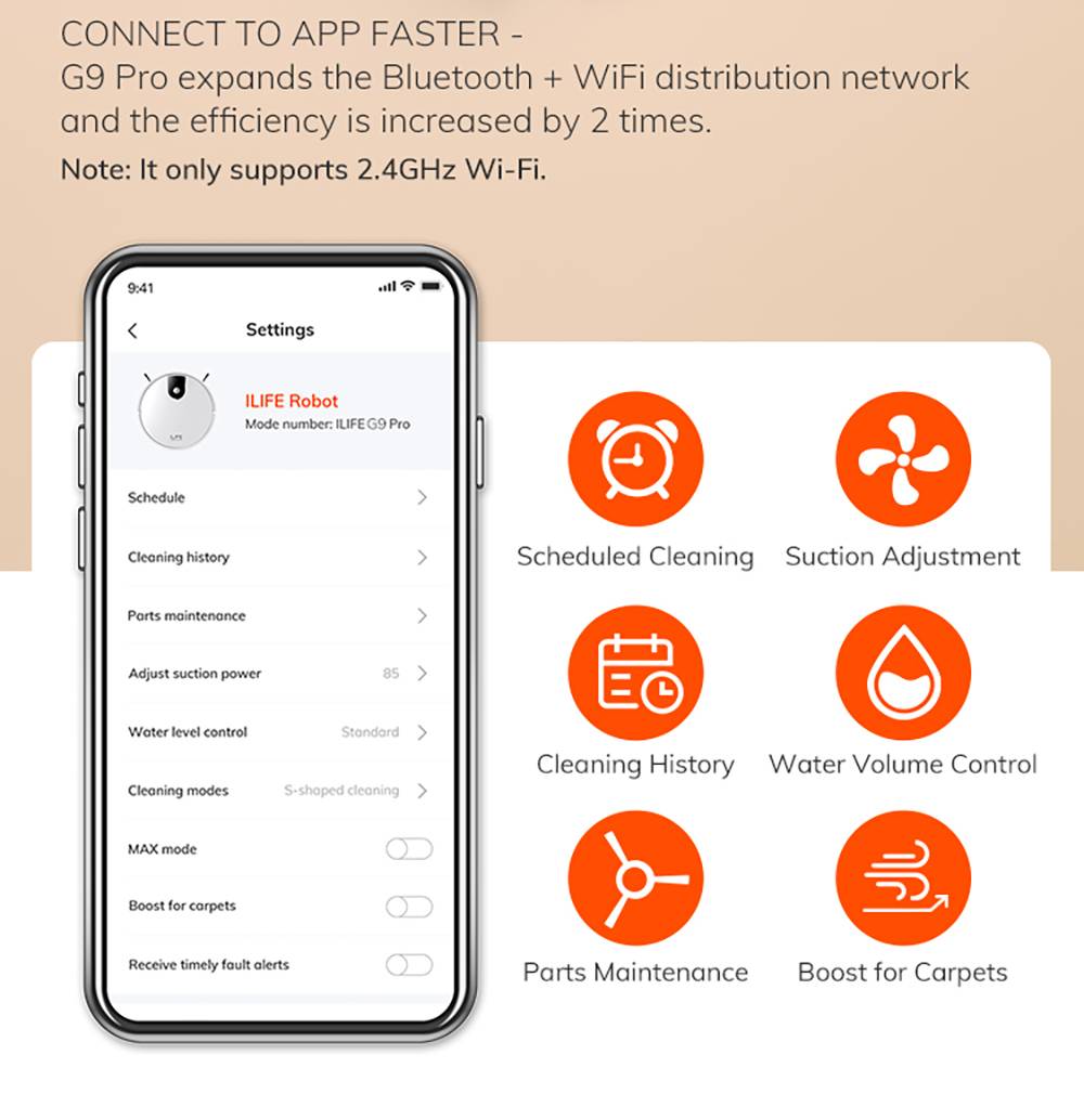 ILIFE G9 Pro Robot Vacuum Cleaner, with Self-Emptying Station, Gyroscope Navigation, 3000Pa Suction, 100min Runtime, 2.5L Dust Bag, Plan/Edge/Spot/Max Mode, Support Alexa/Google Home, with Remote Control, White