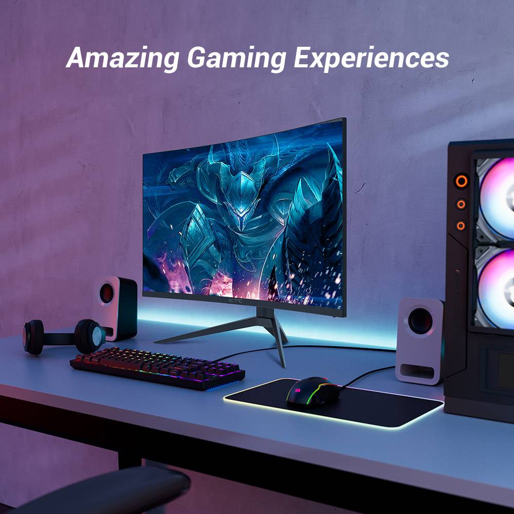 KTC H27S17 27-inch 1500R Curved Gaming Monitor QHD 2560x1440 16:9 ELED 165Hz 99% sRGB 4000:1 Contrast Ratio 1ms MPRT Response Time Low Motion Blur Compatible with FreeSync G-Sync USB HDMI2.0 2xDP1.2 Audio Out VESA Mount