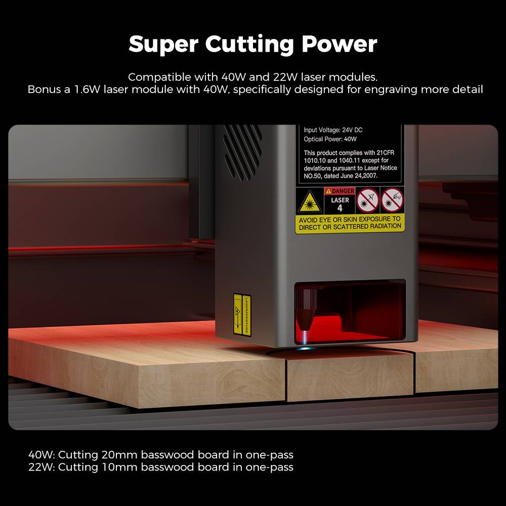 Creality Falcon2 Pro 40W Laser Engraver Cutter,  FDA Class1 Safety Certification, Smoke Exhaust, Integrated Air Assist, Built-in Camera, Fence Type Protection Strip, Fire / Airflow / Lens Monitoring, 400*415mm