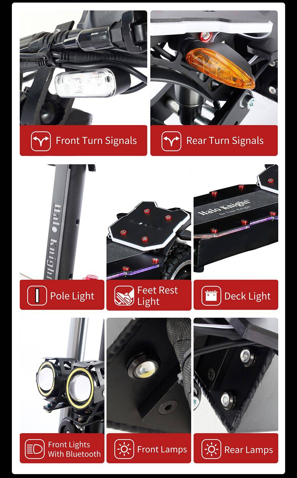 Halo Knight T107 Pro Electric Scooter 11'' Off-road Tire 3000W*2 Dual Motor 95km/h Max Speed 60V 38.4Ah Battery 80km Max