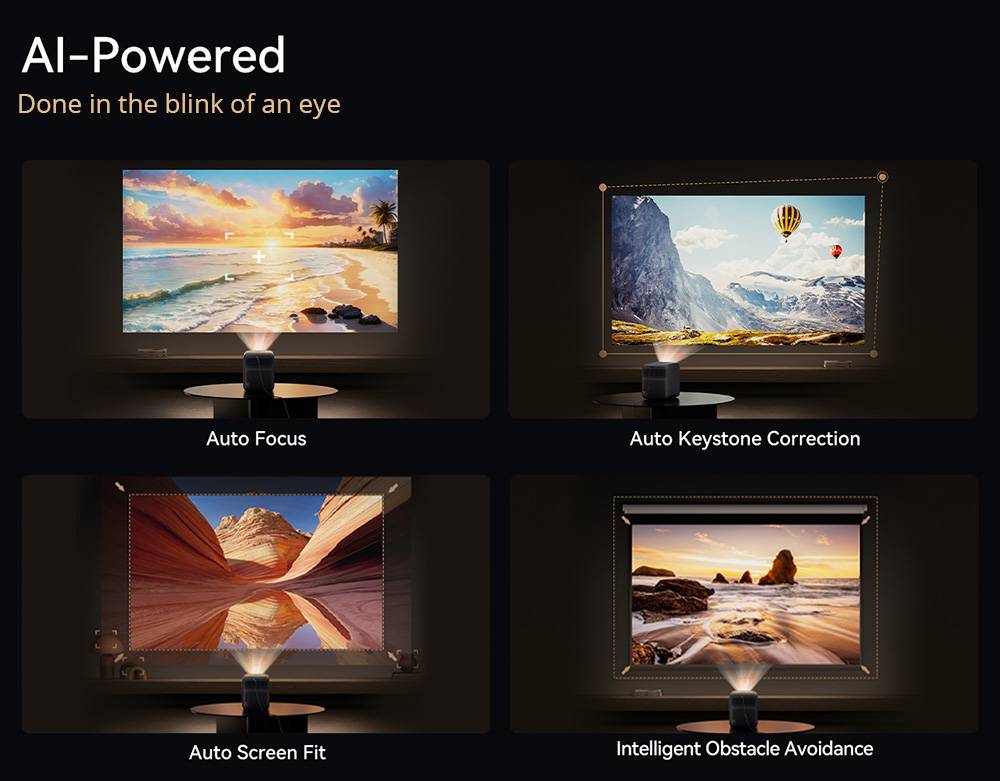 Wanbo Mozart 1 Pro LCD Projector, 900 ANSI, Native 1080P, Android TV 11, Auto Focus, Object Avoidance - EU Plug