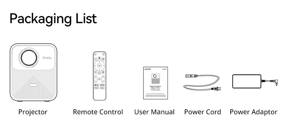 Wanbo Mozart 1 Pro LCD Projector, 900 ANSI, Native 1080P, Android TV 11, Auto Focus, Object Avoidance - EU Plug