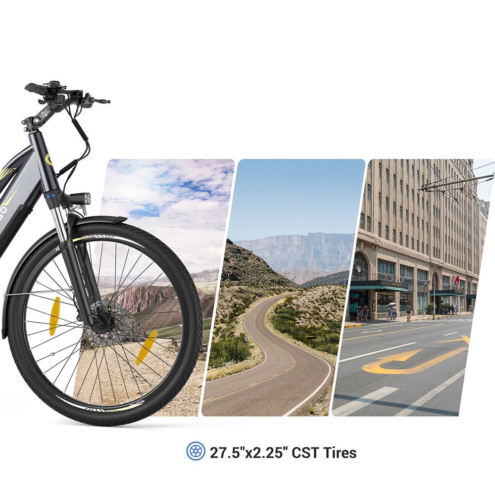 Eleglide C1 ST 27.5-inch Step-through Trekking Bike with 250W Ananda Mid-Drive Motor, 14.5Ah Battery, Max 150km Range, Hydraulic Suspension & Hydraulic Disc Brakes Shimano 7 Gears - Black
