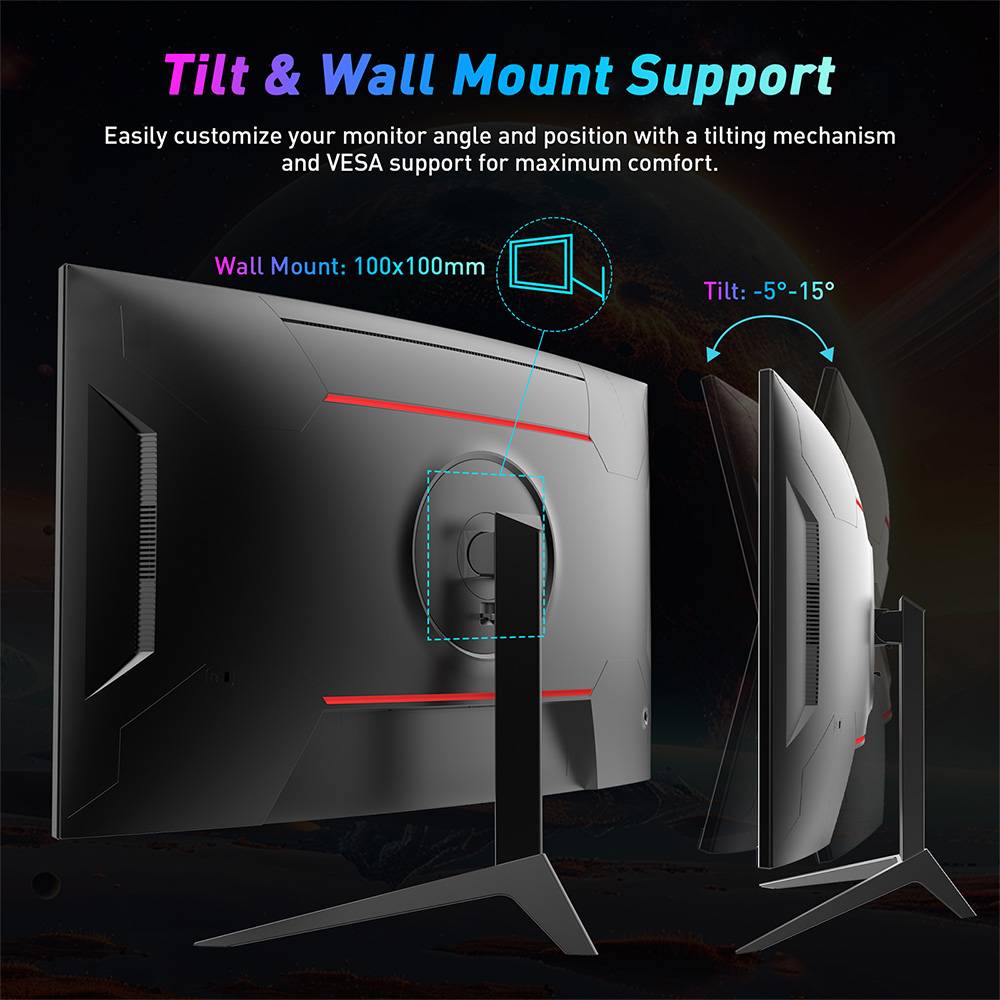 KTC H32S17F 32'' Curved Gaming Monitor, 1920*1080 HVA Panel, 240Hz Refresh Rate, 125% sRGB, 3500:1 Contrast Ratio, Adaptive Sync,   HDR10, 3ms Response Time, 2*HDMI2.0 1*DP1.4 1*USB2.0 1*Audio, VESA Mount, Adjustable Tilt, Low Blue Light