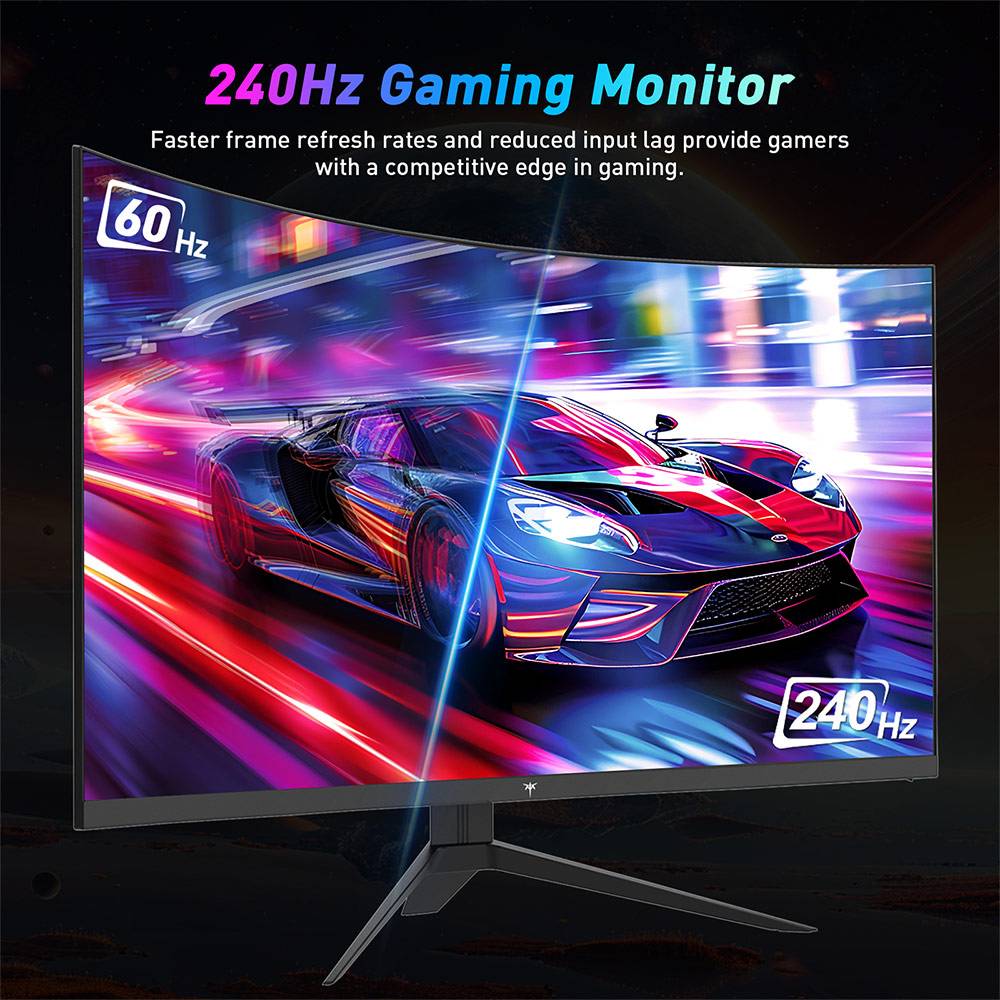 KTC H32S17F 32'' Curved Gaming Monitor, 1920*1080 HVA Panel, 240Hz Refresh Rate, 125% sRGB, 3500:1 Contrast Ratio, Adaptive Sync,   HDR10, 3ms Response Time, 2*HDMI2.0 1*DP1.4 1*USB2.0 1*Audio, VESA Mount, Adjustable Tilt, Low Blue Light
