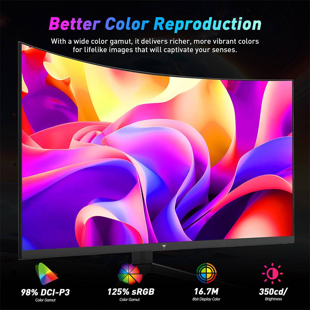 KTC H32S17F 32'' Curved Gaming Monitor, 1920*1080 HVA Panel, 240Hz Refresh Rate, 125% sRGB, 3500:1 Contrast Ratio, Adaptive Sync,   HDR10, 3ms Response Time, 2*HDMI2.0 1*DP1.4 1*USB2.0 1*Audio, VESA Mount, Adjustable Tilt, Low Blue Light