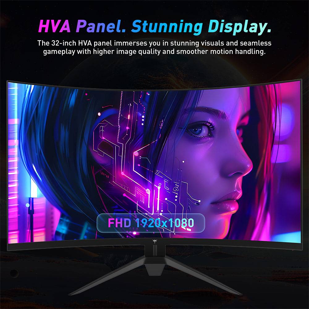KTC H32S17F 32'' Curved Gaming Monitor, 1920*1080 HVA Panel, 240Hz Refresh Rate, 125% sRGB, 3500:1 Contrast Ratio, Adaptive Sync,   HDR10, 3ms Response Time, 2*HDMI2.0 1*DP1.4 1*USB2.0 1*Audio, VESA Mount, Adjustable Tilt, Low Blue Light