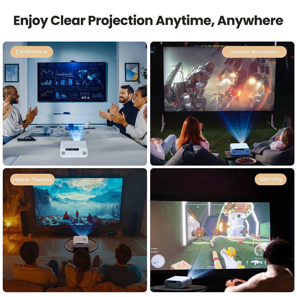 Hunkstar P3 1000 ANSI Android Projector, Native 1080P, 4K Decoding, HDR10, Auto-Keystone Correction & Auto Focus, Android 9.0, Bluetooth 5.0, WiFi 6, 2*5W Speakers