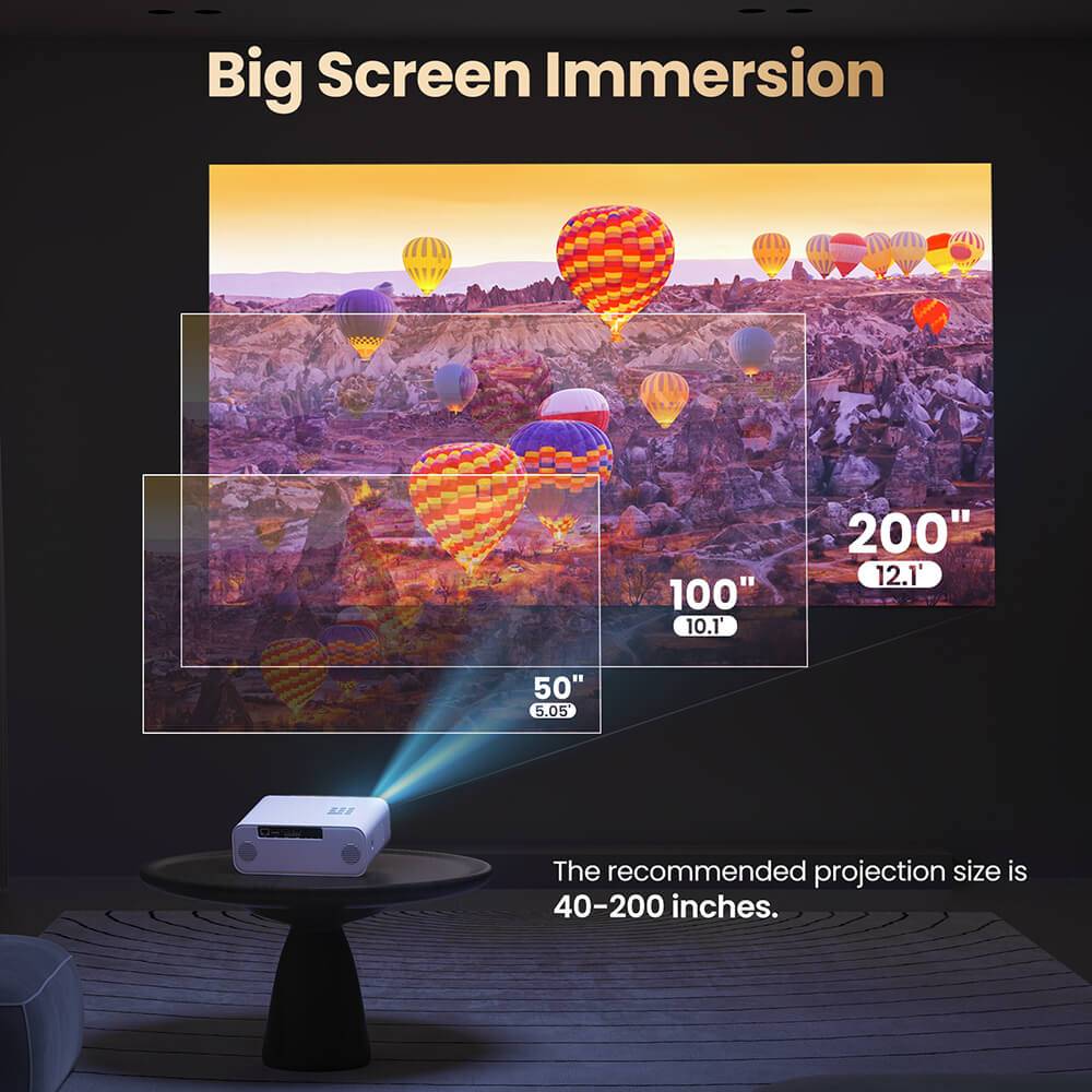 Hunkstar P3 1000 ANSI Android Projector, Native 1080P, 4K Decoding, HDR10, Auto-Keystone Correction & Auto Focus, Android 9.0, Bluetooth 5.0, WiFi 6, 2*5W Speakers