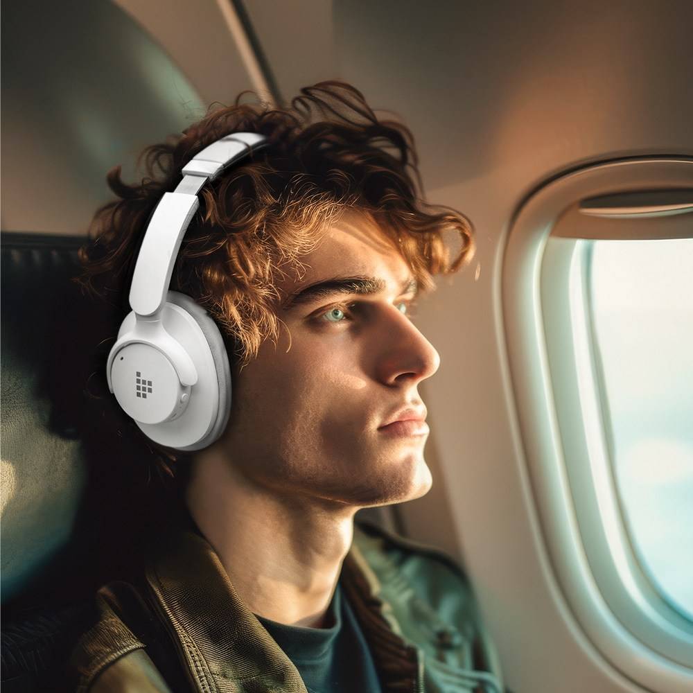 Tronsmart Sounfii Q20 ANC Bluetooth Headphones, 50 Hours Autonomy, 90° Swiveling Earpads, Pair with 2 Devices, Tronsmart App Control, Built-in Mic for Clear Calls, Active Noise Cancellation - White
