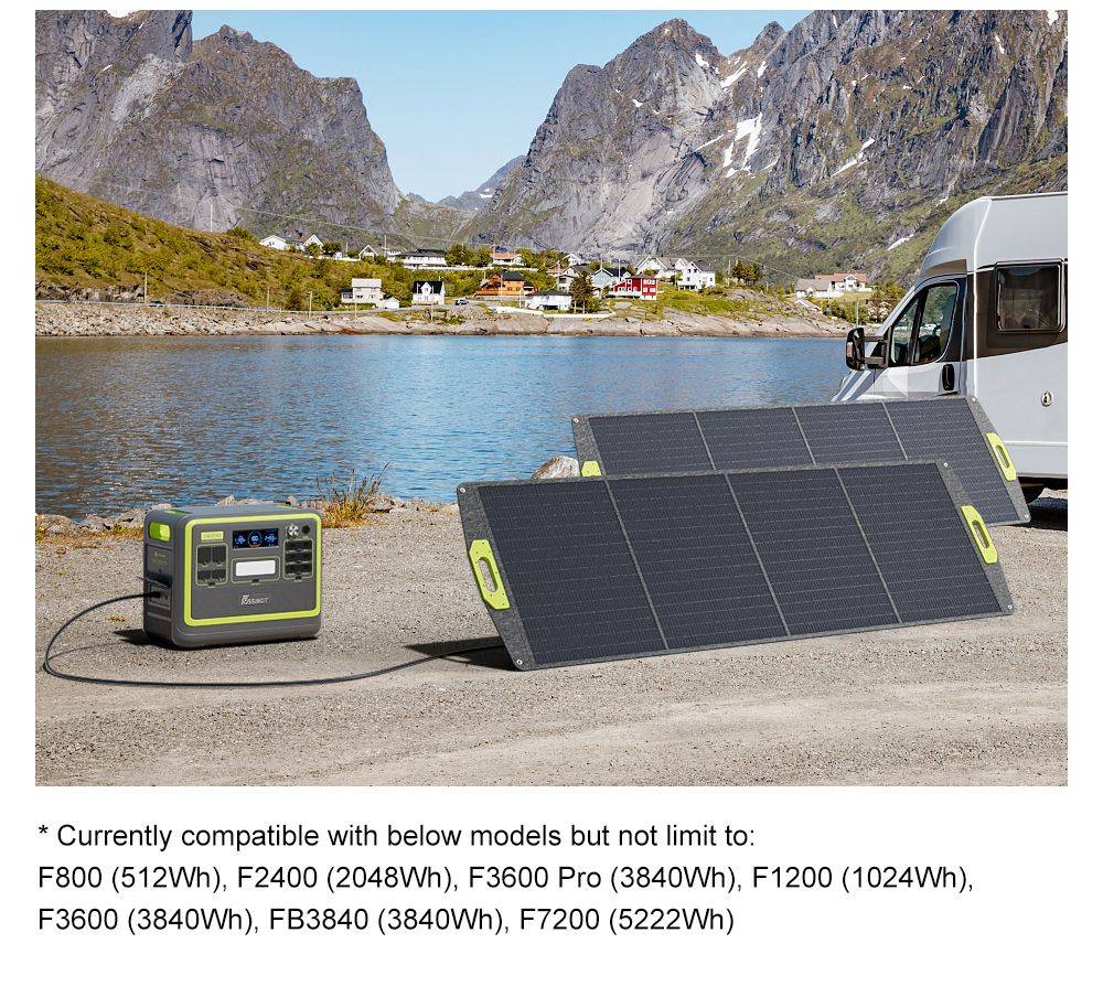 FOSSiBOT SP200+ 200W Portable Solar Panel, 23.4% High Cell Efficiency, for Home, RV, Camping, Blackout - Green
