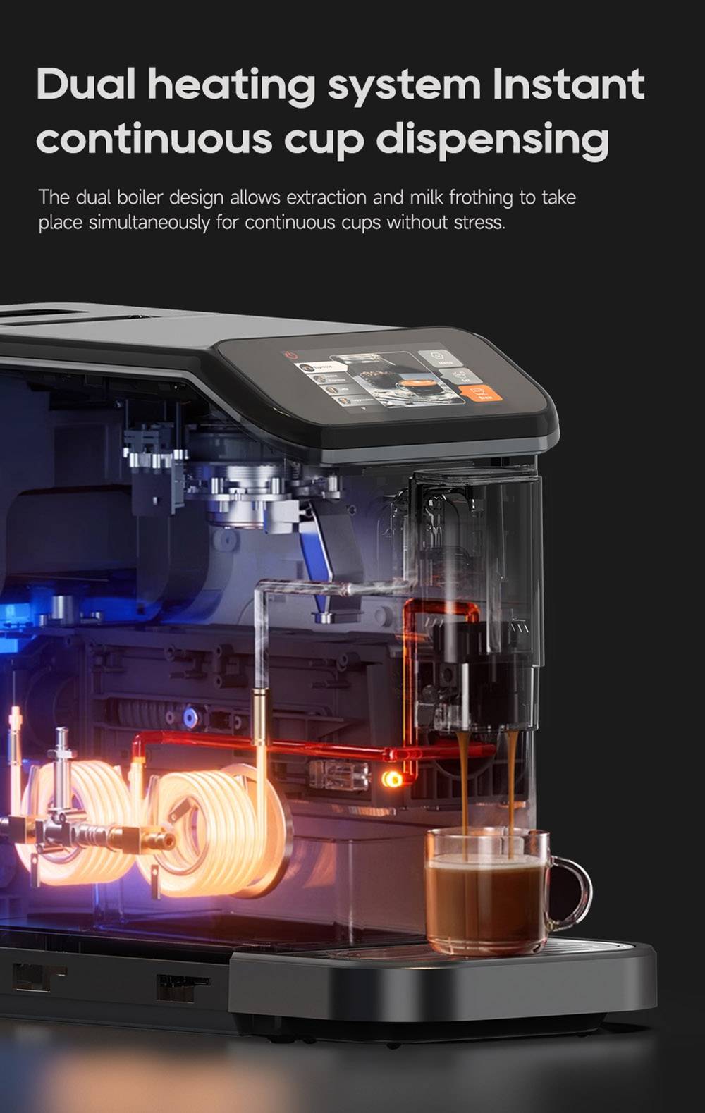 HiBREW H16 Automatic Espresso Machine with Grinder, 20Bar Extraction, 4.3inch Touch Screen, 1.5L Removable Milk Tank