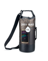 Outdoor Dry bag Beach bag Anti-water bucket bag Transparent PVC anti-water bucket bag Drift waterproof bag swimming bag-10L-Black