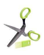 Minced 5 Layers Basil Rosemary Kitchen Scissor Shredded Chopped Scallion Cutter(Green)
