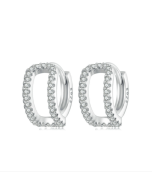 S925 Sterling Silver Plated White Gold Fine Flash Double Layer Earrings