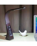 usb plug-in  95*65*510MM led eye-care desk lamp students study office perpetual calendar business imitation leather grain desk lamp bedside alarm clock