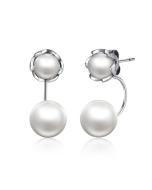 S925 Double Side Sterling Silver Bead Earring