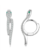 Sterling Silver S925 White Gold Plated Zircon Snake Earrings