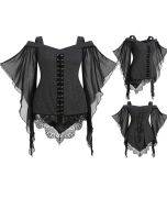 Halloween Solid Color Swing Sleeve Irregular Patchwork Top