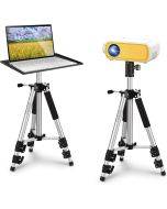 SKERELL Projector Tripod Stand,Universal Laptop Stand,Multi-Function Aluminum Alloy Tripod Stand with Tray and Ball Head,Carry Bag,Adjustable Height from 17-48 inch(Silver)