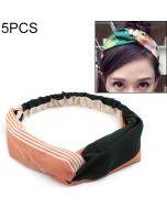 5 PCS Retro Floral Printed Ladies Classic Cross Hair Bands