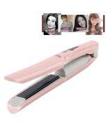 Wireless Mini USB Rechargeable Hair Straightener Hair Curler Double Purpose Hair Splint(Pink)