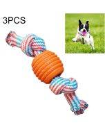 3 PCS Pet Dog Toys Chew Teeth Clean Outdoor Training Fun Playing Rope Ball(Orange)