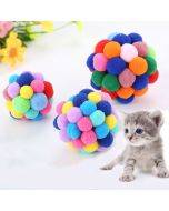 3 PCS Colorful Handmade Bells Cat Bouncy Ball Pet Toy,