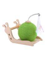 Cat Simulation Snail Self-Hey Toy Cat Catch Ball Bite Resistant Sisal Rope Claw Grinder(Green)