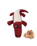 Plush Spelt Linen Sound Puzzle Simulation Crocodile Pet Toy( Red)