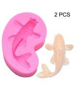 2 PCS Goldfish Baking Fondant Silicone Mold Cake Decorating(Pink)
