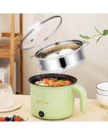 18cm Fast / Slow Gear+Non-stick Pot+Stainless Steel Steaming Grid Multifunctional Mini Electric Cooker(UK Plug Green)
