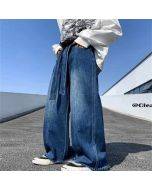 Men's Washed Burr Lace Up Boyfriend Jeans