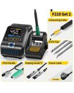 FNIRSI DWS-200 F210 Premium 200W Soldering Iron Station Kit, with 3 Iron Tips and 2 Helping Hands, Temp Value & Curve Mode, 3 Temperature Storage, Full-Color Display