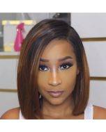 Black Gradient Light Brown Brazilian Straight Hair BOB Wigs Lady Wig