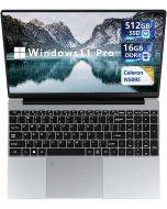 KUU YEPBOOK 15.6 inch Notebook, 16GB LPDDR4 512GB SSD ROM Window 11 Pro Laptop PC, Intel Celeron Processor Mini-HDMI, USB 3.0 WiFi Bluetooth Laptop