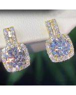 Korean version of the simple round diamond zirconia earrings Europe and the United States net red ins wind explosive models