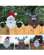 Santa Claus Christmas Fence Peeker Holiday Outdoor Decoration