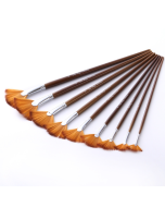 ZHU TING 9pcs/set Fan-shaped nylon brush with wooden shaft for acrylic oil, gouache, watercolor and fishtail painting