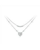 S925 sterling silver platinum-plated double-layer moissanite collarbone necklace (MSN033)