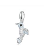 S925 sterling silver platinum plated zircon bird DIY pendant (BSC993)