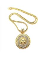 YJ10-5138 Diamond Medusa Beauty Head Pendant Necklace 90cm long