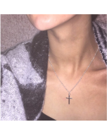 Women's Fashion Electroplated Bright Gold Chain Cross Jewelry Necklace (Silver)