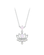 S925 sterling silver platinum-plated lotus women's necklace (SCN520)