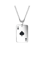 OPK 1542 Titanium steel men's necklace, personalized playing card pendant, color: black model with chain