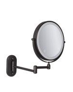 8-inch wall-mounted double-sided light-filling makeup mirror LED three-tone light bathroom mirror, color: battery type black (three times magnification)
