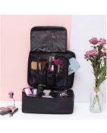 Cosmetic bag, large capacity, simple toiletry bag, travel waterproof portable cosmetics storage bag, style: slip pocket style (black)